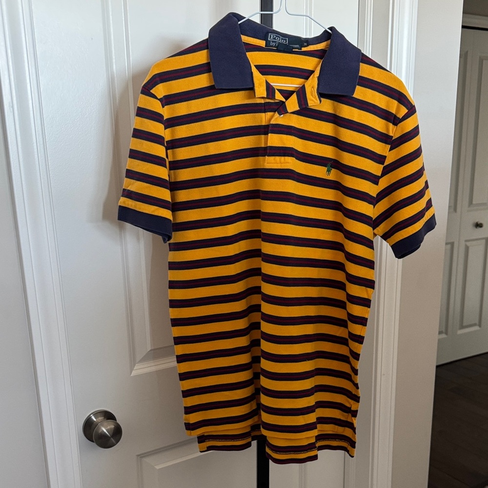 Polo by Ralph Lauren mens Yellow and Purple Striped Polo